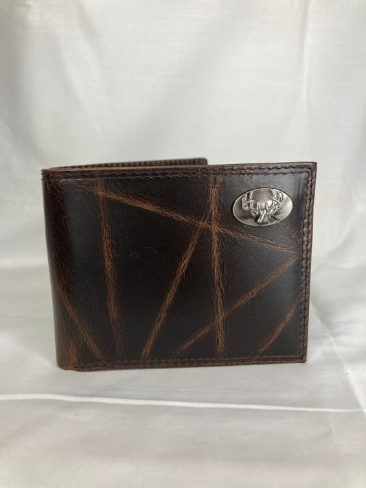 Zep-Pro Buck Deer Crazy Horse Genuine Leather Bifold Wallet