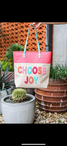 Tote (Cream/Pink) choose joy