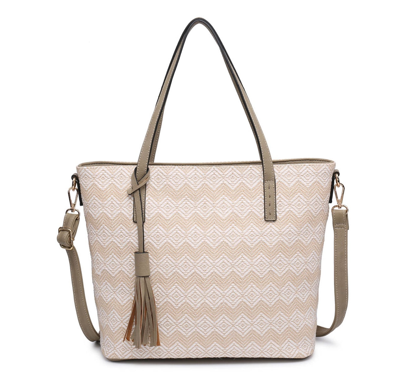 Jen & Co August 2 Tone Natural Tote